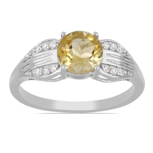 BUY REAL CITRINE GEMSTONE CLASSIC RING IN 925 SILVER